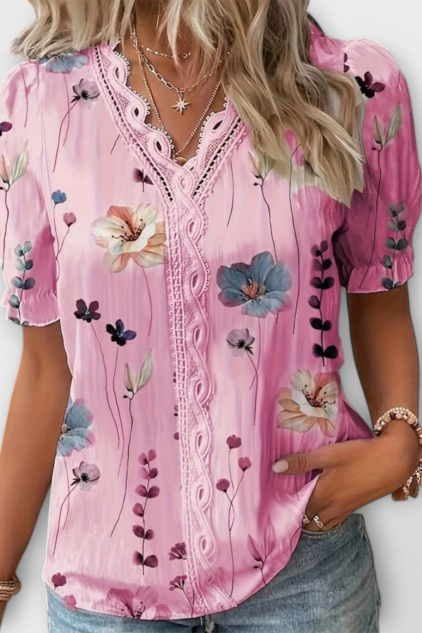 Modieuze blouse met spitse halslijn